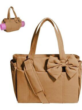 Women Brown Crossbody Tote Bag Pockets Laptop Work Shoulder Bag